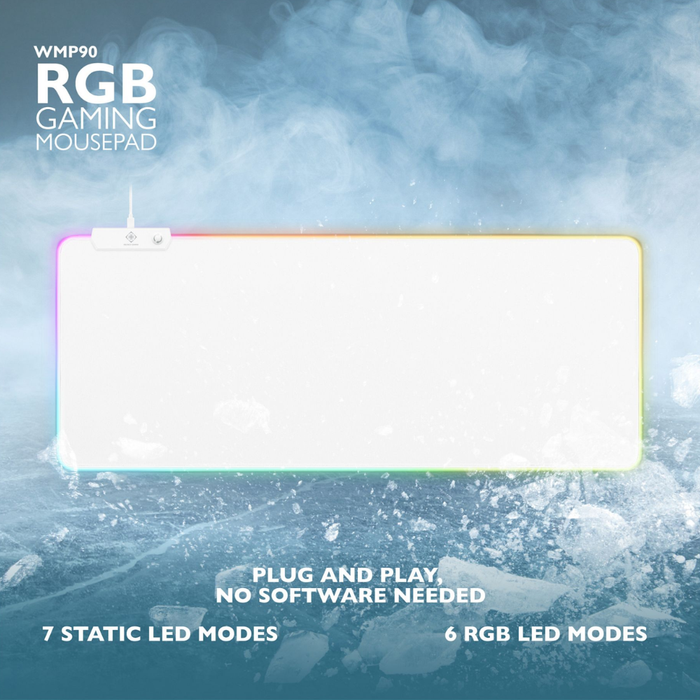 Deltaco WMP90 RGB White XL Gaming Mouse Pad