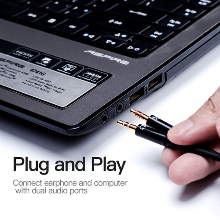 Vention AUDIO 3.5mm F to 2x3.5mm M Splitter Cable 0.3m BBTBY