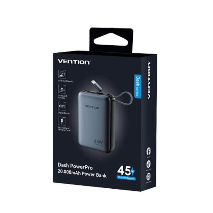 Vention Powerbank 20000mAh 45W Built-in 2 USBC FHGH0-TY