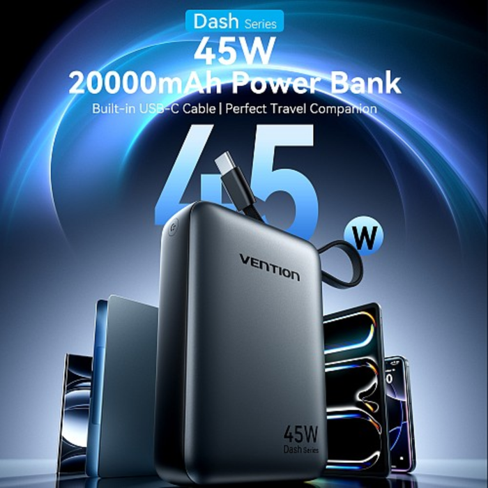 Vention Powerbank 20000mAh 45W Built-in 2 USBC FHGH0-TY