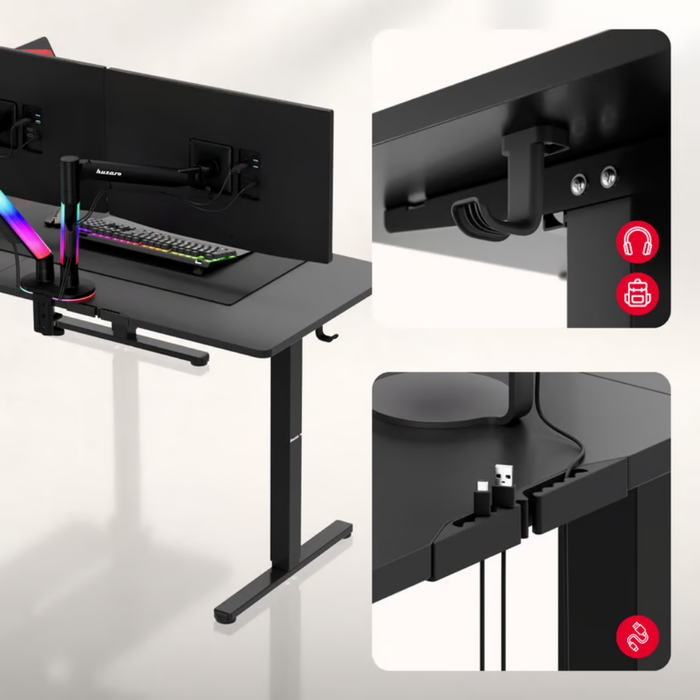 Huzaro Hero 9.3 Electric Gaming Desk Black