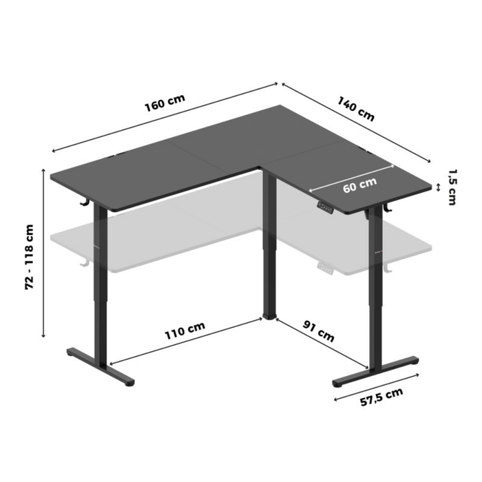 Huzaro Hero 9.3 Electric Gaming Desk Black