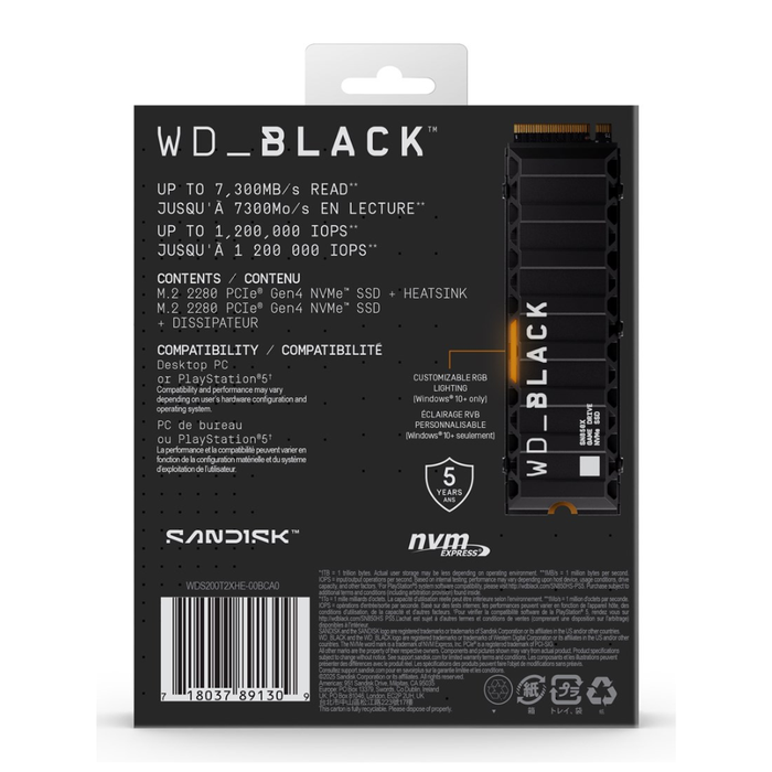 Western Digital SSD Black SN850X M.2 NVMe 2TB with Heatsink