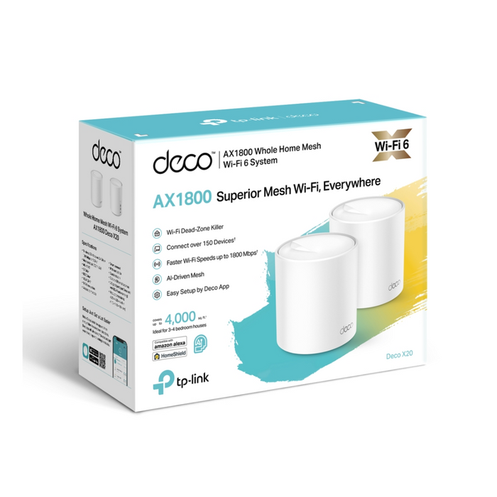 TP-Link Whole Home Mesh W-Fi System Deco X20 (2 Pack)