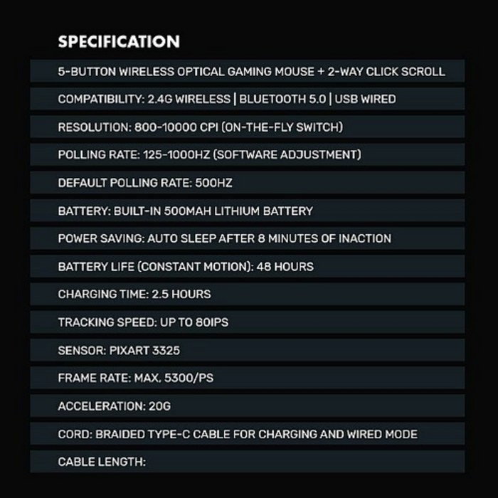 Armaggeddon Wireless Gaming Mouse Mirage-V Black