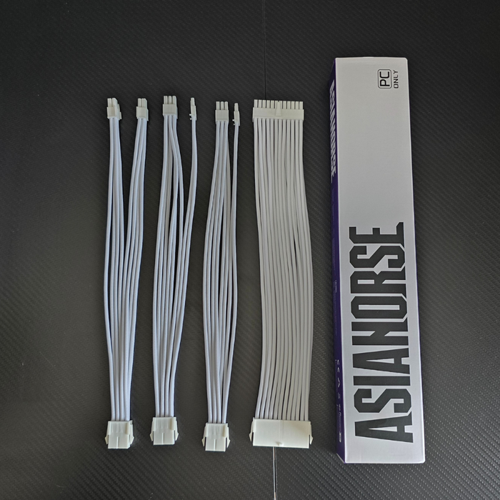 AsiaHorse Extension Sleeved Braided Cables x4 Snow White