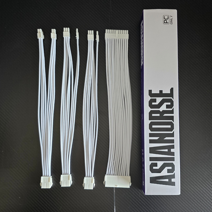 AsiaHorse Extension Sleeved Braided Cables x4 Snow White