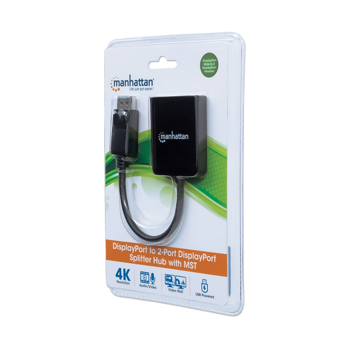 Manhattan Display Port 1.2 to 2-Port Splitter Hub