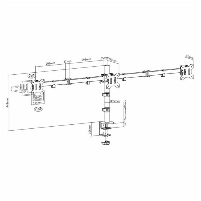 ACT Triple Desk Mount 13-27″