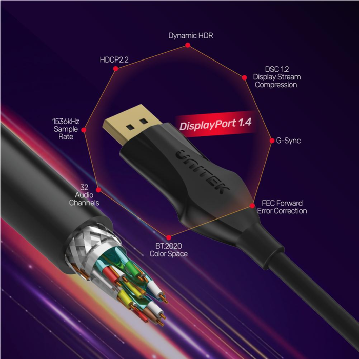 Unitek C1624BK-3M DisplayPort 1.4 Cable 8K 60Hz 3m