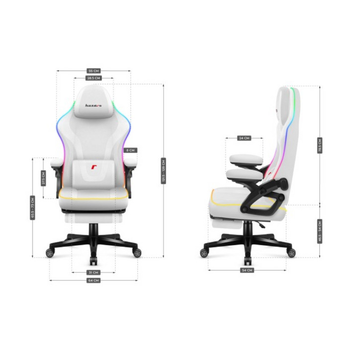 Huzaro Force 4.6 RGB Mesh White Gaming Chair