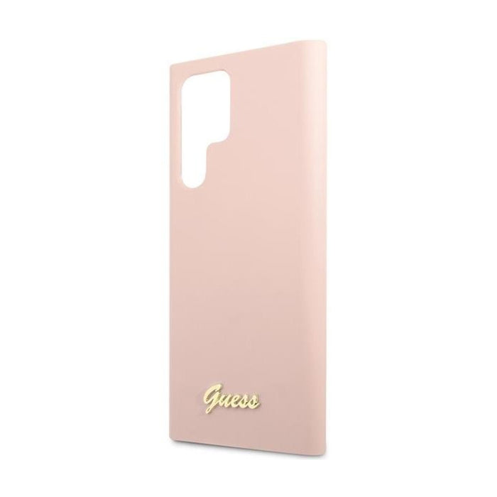 Guess Mobile Phone Case S23 Ultra S918 Pink / Pink Hardcase Silicone Script Metal Logo