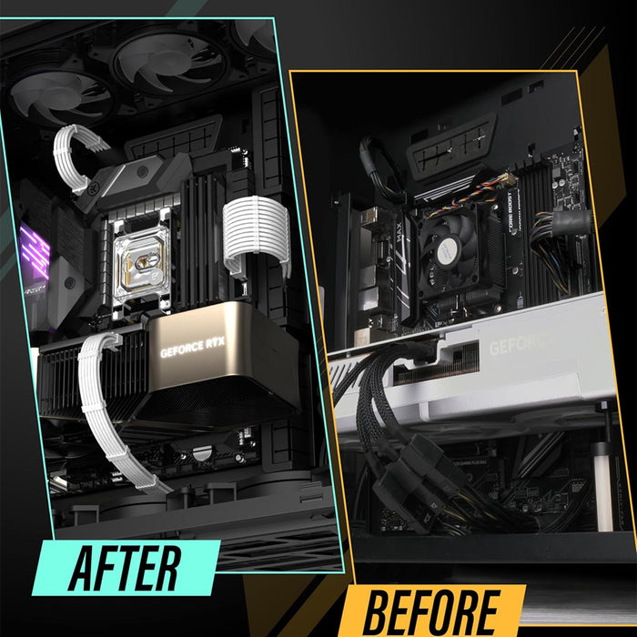 AsiaHorse PCIE5.0 Extension Sleeved Braided Cables x4 Snow White