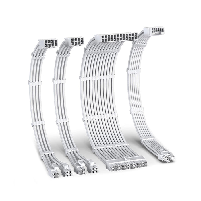 AsiaHorse PCIE5.0 Extension Sleeved Braided Cables x4 Snow White