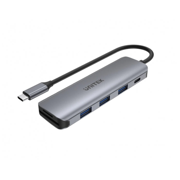 Unitek H1107C Alum Type-C Hub 3x USB3.1/SD/PD100W Hub Space Grey