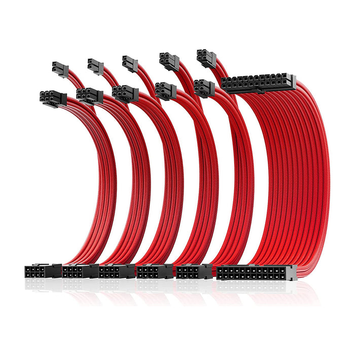 AsiaHorse Extension Sleeved Braided Cables x6 Red