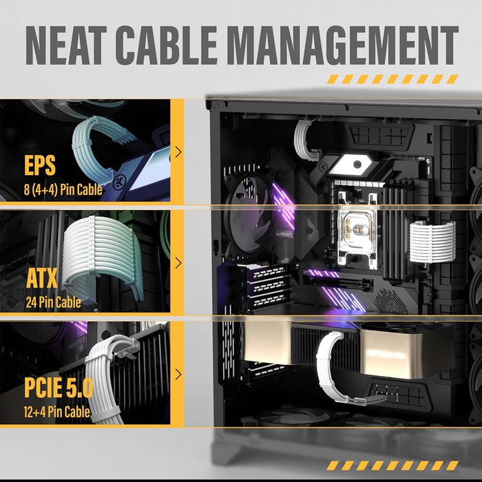 AsiaHorse PCIE5.0 Extension Sleeved Braided Cables x4 Snow White