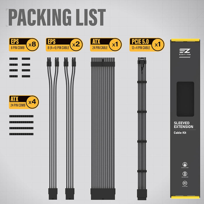 AsiaHorse PCIE5.0 Extension Sleeved Braided Cables x4