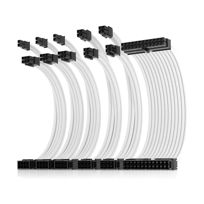 AsiaHorse Extension Sleeved Braided Cables x6 White
