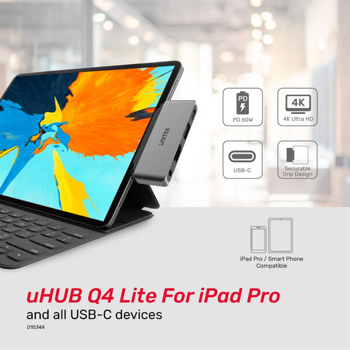 Unitek D1034A Type-C Hub USB3.1 HDMI/Audio/PD (Best for iPad Pro)