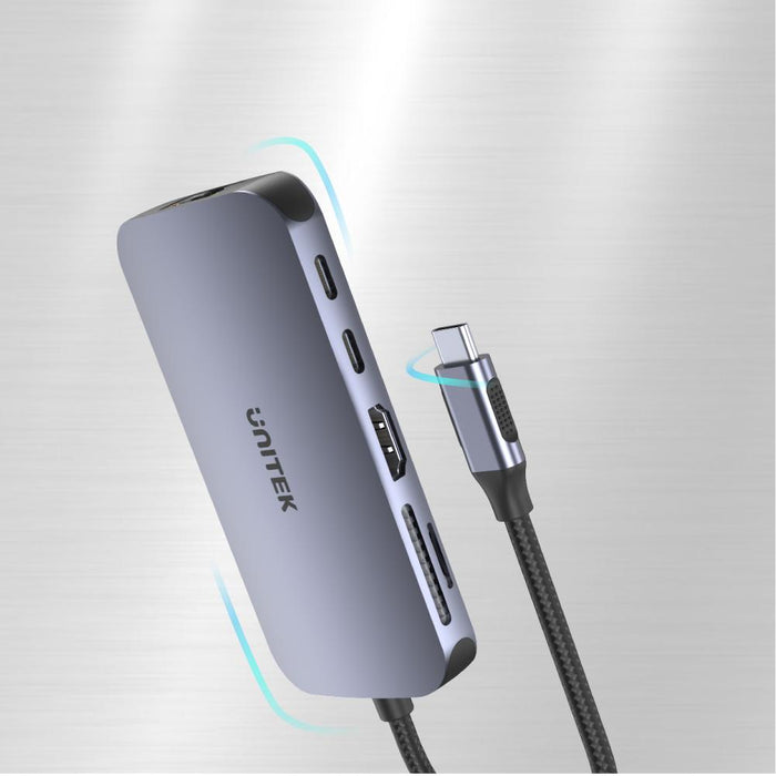 Unitek D1071A Type-C HUB HDMI/GB/4xUSB/SD/PD100W Dual Card Reader