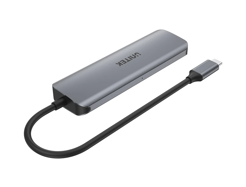 Unitek H1107C Alum Type-C Hub 3x USB3.1/SD/PD100W Hub Space Grey