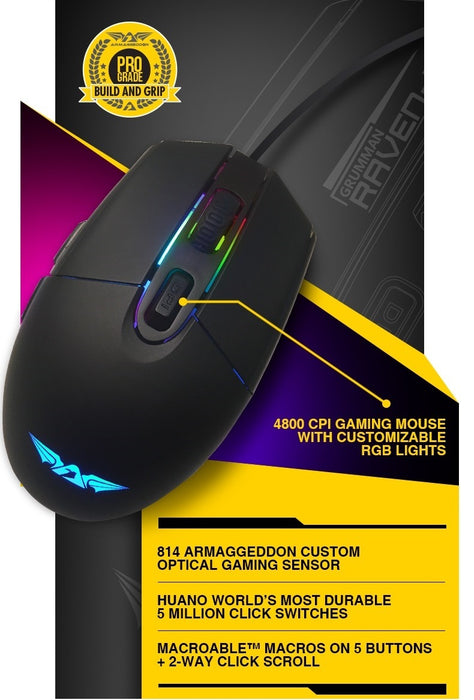 Armaggeddon Wired Gaming Mouse/ Mousempad Raven 3 Pro