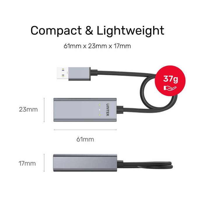 Unitek U1313B USB-A 3.2 to 2.5GbE RJ45 Adapter