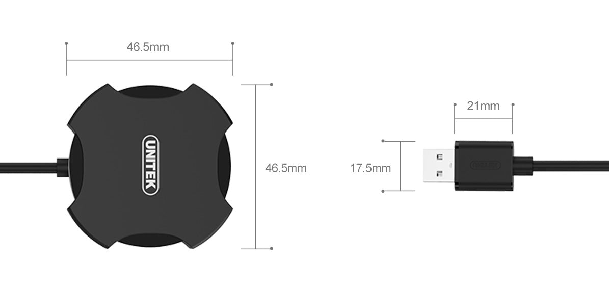 Unitek Y-2178 USB2.0 4-Port Hub with 30cm cable