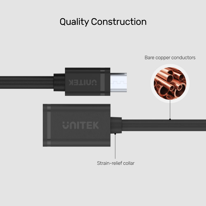 Unitek Y-C438GBK Micro-USB Male to USB-A Female OTG 20cm