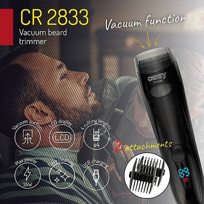 Camry CR2833 Vacuum Beard Trimmer USB Charger LCD Display