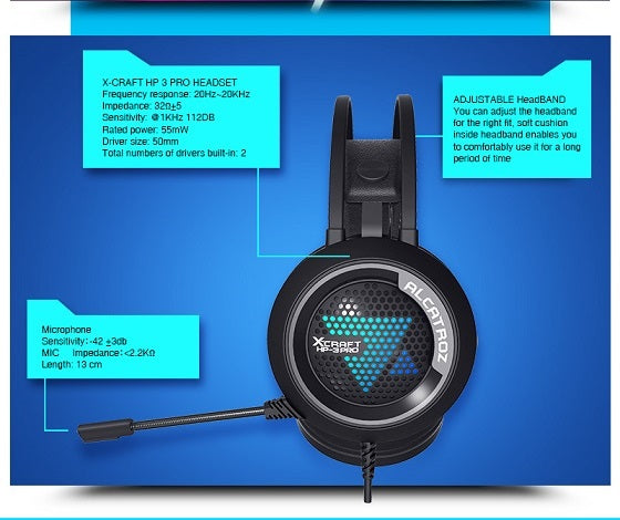 Alcatroz X-Craft HP-3 PRO USB Audio 7.1 Gaming Headset