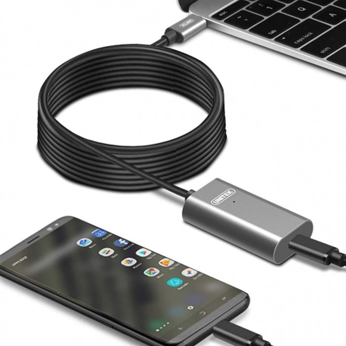 Unitek U305A USB3.1 USB-C Male to USB-C Female Active Extension Cable 5m